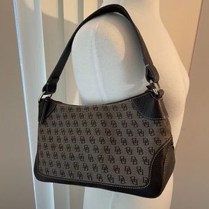 Dooney and bourke brown canvas and leather shoulder bag